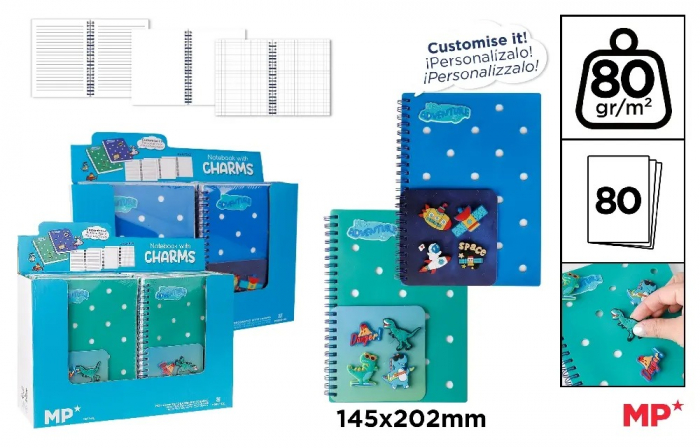 CAIET A5 IPB 80F SPIRA, ALBASTRU, DECORAT CU CHARM, VELIN PB890-02 [1]