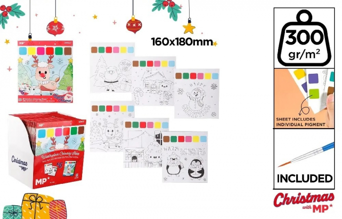 CARTE DE COLORAT SI PICTAT IPB 6 CULORI/SET + PENSULA MOTIV CRACIUN CH24037 [1]