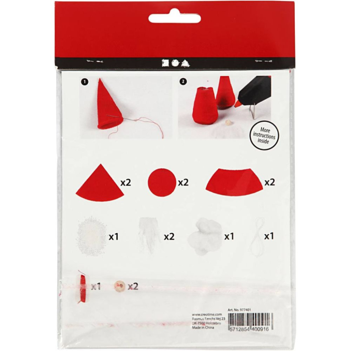 MINI KIT CREATIV CRACIUN GNOM SCANDINAV VELUR ROSU 977401 [4]