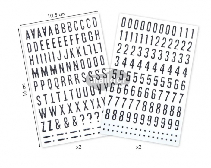 CF STICKER GLITTY 10.5*16CM 228/set CIFRE SI LITERE NEGRE AE072O [2]
