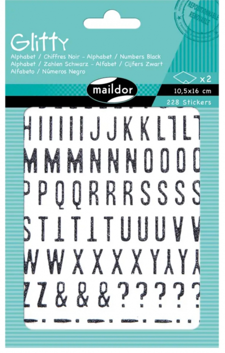 CF STICKER GLITTY 10.5*16CM 228/set CIFRE SI LITERE NEGRE AE072O [1]
