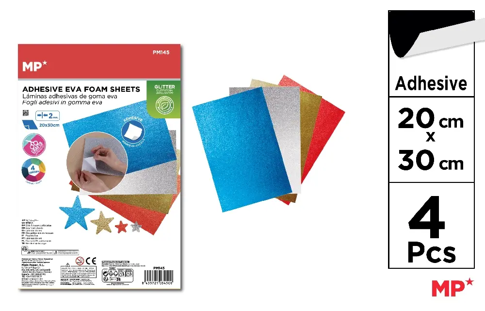 COALA GUMATA GLITTER, AUTOADEZIVA 20x30CM 4 CULORI/SET PM145 [1]