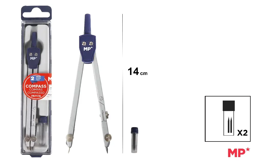 COMPAS IPB 140MM 2 PIESE ARGINTIU/ALBASTRU PA117A [1]