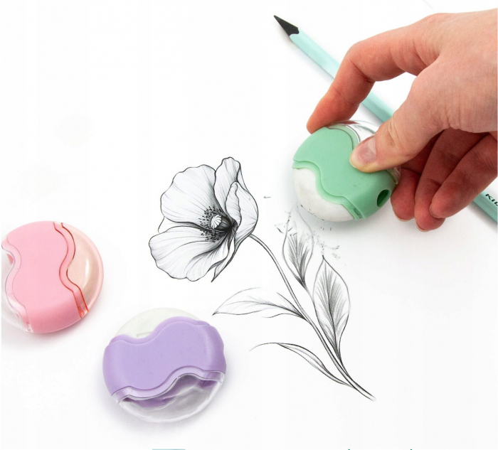 DE ASCUTITOARE DUBLA CU CONTAINER SI RADIERA PASTEL KIDEA TGKAD [2]