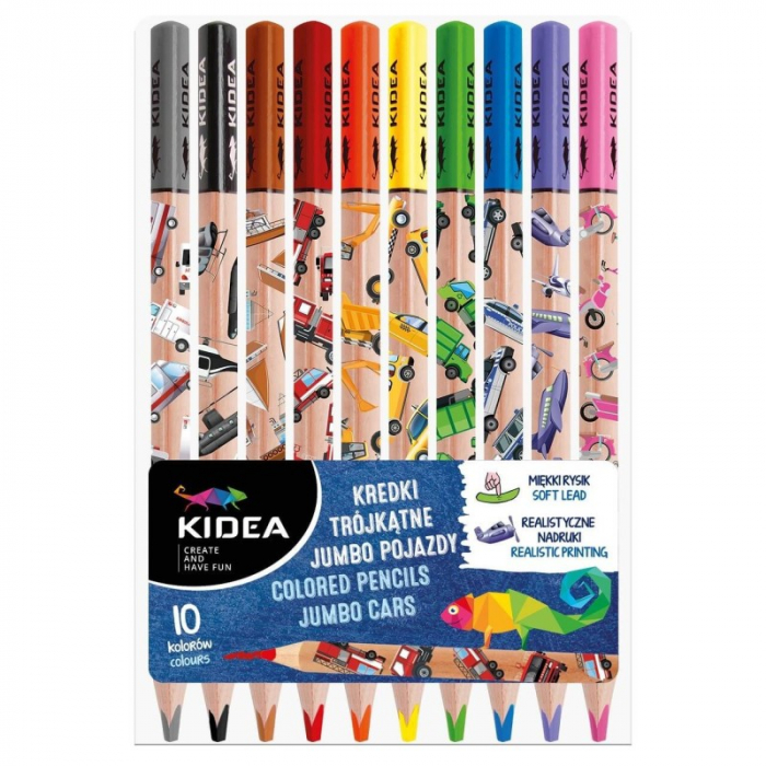 DE CREIOANE COLOR TRIUNGHIULARE 10/SET JUMBO THICK KIDEA KTJP10KKA [1]