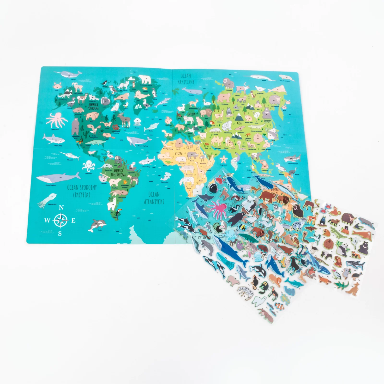 JOC EDUCATIV ANIMALELE LUMII CU HARTA SI STICKERE KIDEA GZZSKA [2]