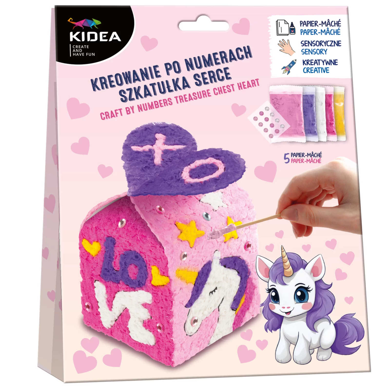 KIT CREATIV CUTIUTA PE NUMERE, UNICORN, PAPIER MACHE KIDEA KNSZSKA [1]