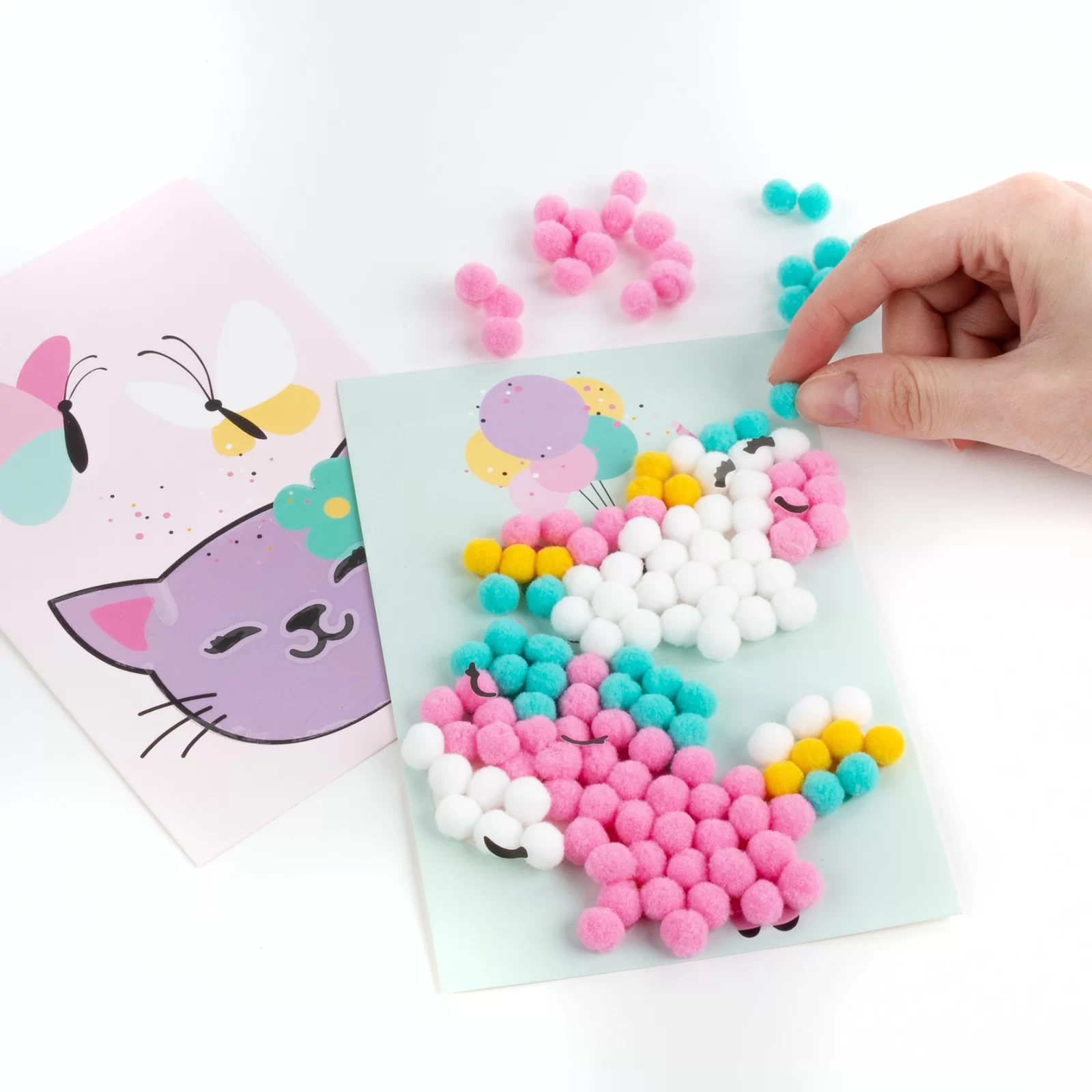 SET CREATIV CU STICKERE SI POMPOM UNICORN SI PISICUTA KIDEA POWUKA [2]