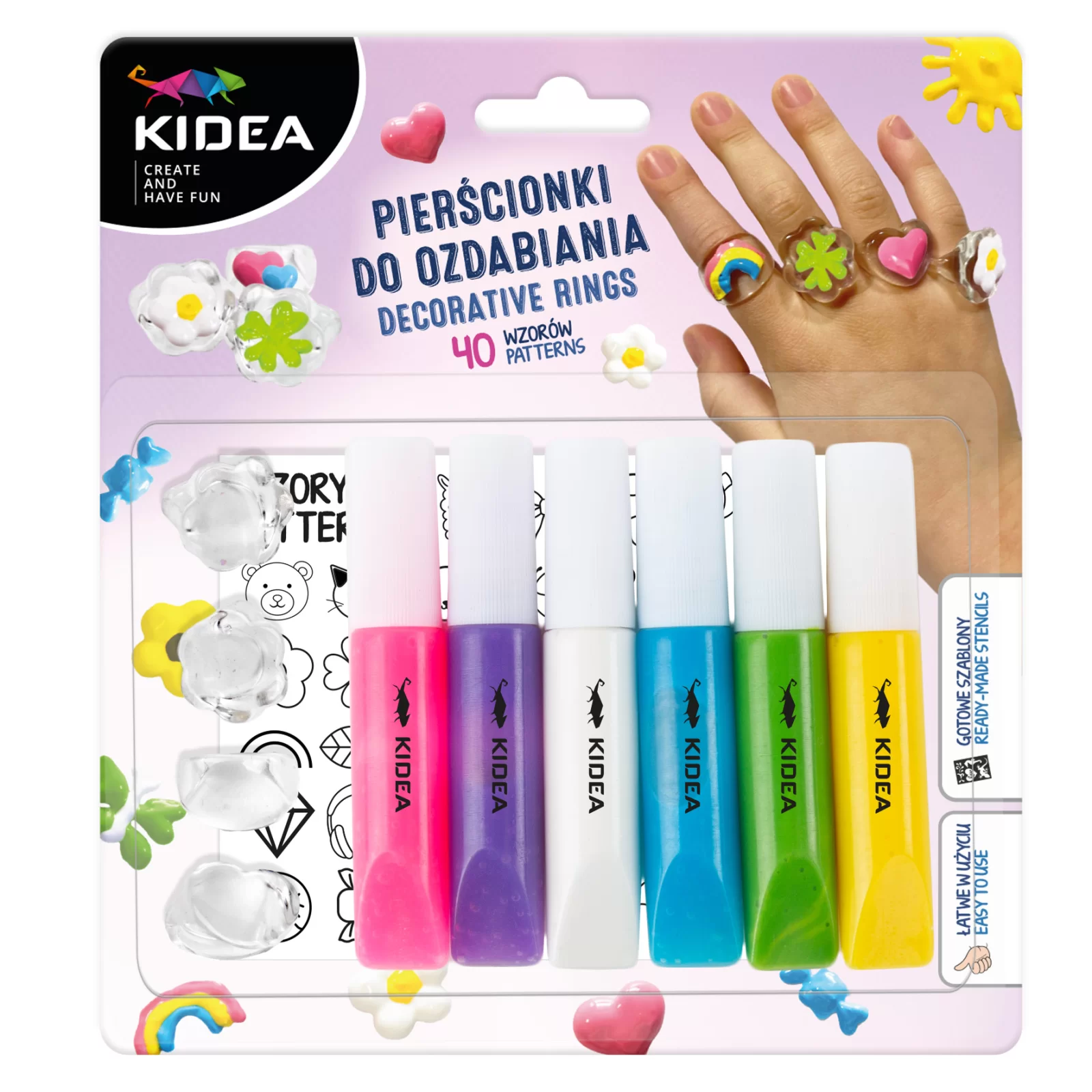 SET CREATIV INELE DECORATIVE , SABLON, 4 INELE, 6 CULORI GEL 3D, KIDEA PSDOKA [1]