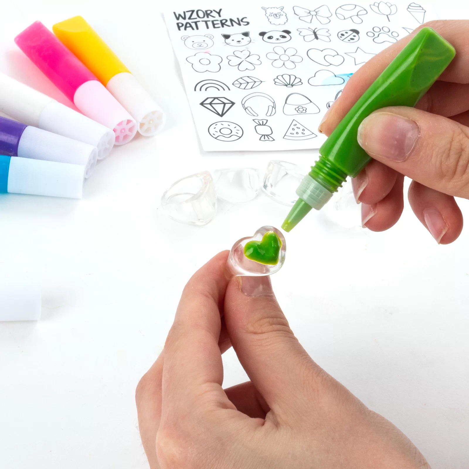 SET CREATIV INELE DECORATIVE , SABLON, 4 INELE, 6 CULORI GEL 3D, KIDEA PSDOKA [5]