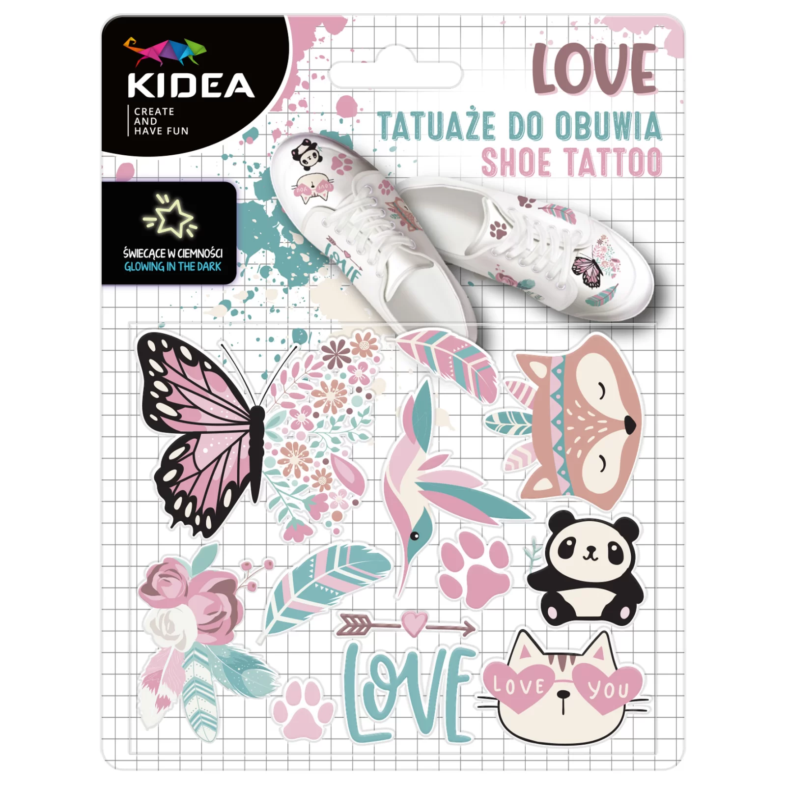 DE STICKERE PENTRU PANTOFI, LOVE KIDEA, STRALUCESC LA INTUNERIC TZOLKA [1]