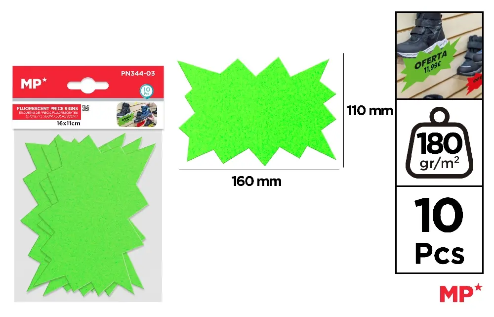 ETICHETE PRET IPB 160x110MM 10/SET VERDE FLUO PN344-03 [1]