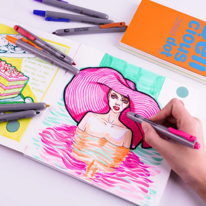 EU MARKER PERMANENT RETRACTABIL WRITECH VF.ROTUND 2MM ROSU 260064/260065 [6]