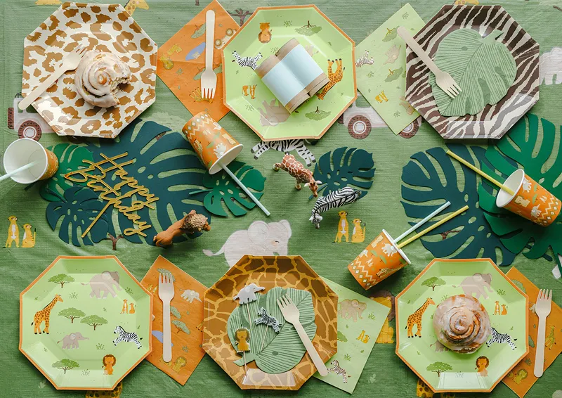 Set 6 Farfurii Carton Safari 23cm Verde/Portocaliu TPP116 [3]