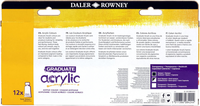 FIL CULORI ACRIL DALER ROWNEY GRADUATE 22ML 12/SET 123900012 [2]