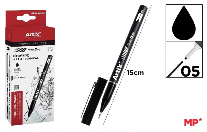 FINELINER ARTIX IPB 0.5MM NEGRU PE345-05S [1]
