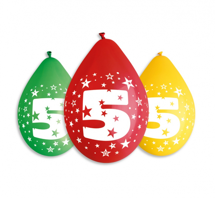 GOD BALOANE LATEX GEMAR DIGIT overprint ''5'', 30cm, hanging balloon, 5/set GS110/5W [1]