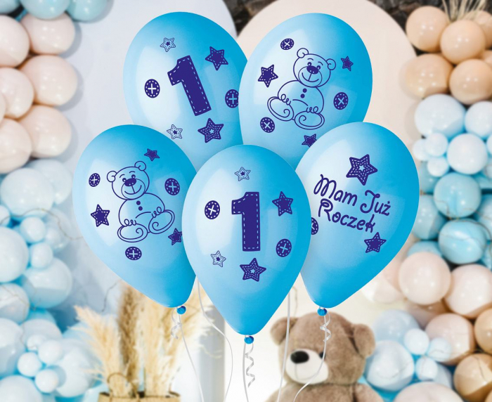 GOD BALOANE Premium Balloons "My 1 birthday"(blue), 30cm, 5/set GB-MU1B [3]