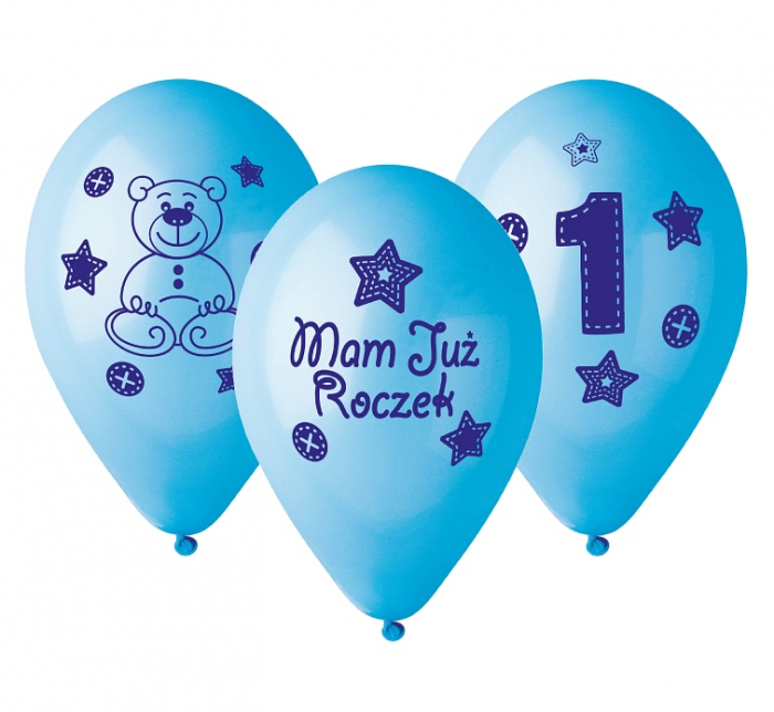 GOD BALOANE Premium Balloons "My 1 birthday"(blue), 30cm, 5/set GB-MU1B [2]