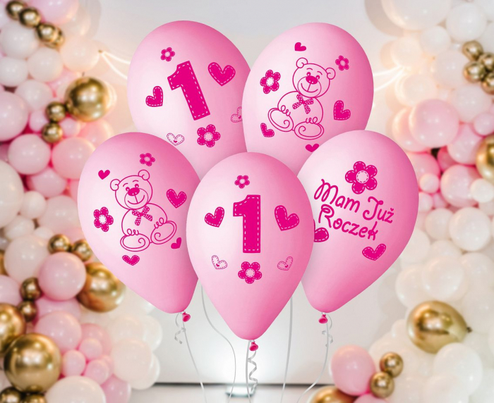 GOD BALOANE Premium Balloons "My 1 birthday"(pink), 30cm, 5/set GB-MU1G [3]