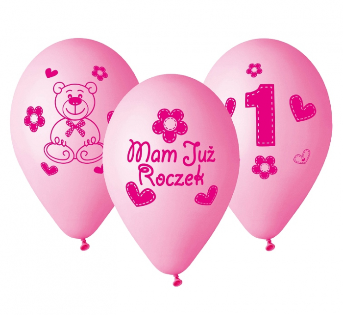 GOD BALOANE Premium Balloons "My 1 birthday"(pink), 30cm, 5/set GB-MU1G [2]
