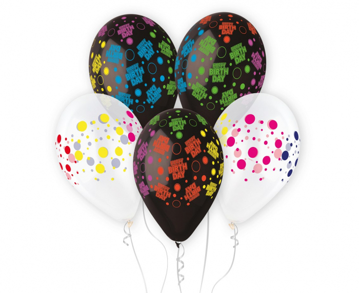 GOD BALOANE Premium helium balloons, Birthday Dots, 33cm, 5/set GS120/UGR [1]