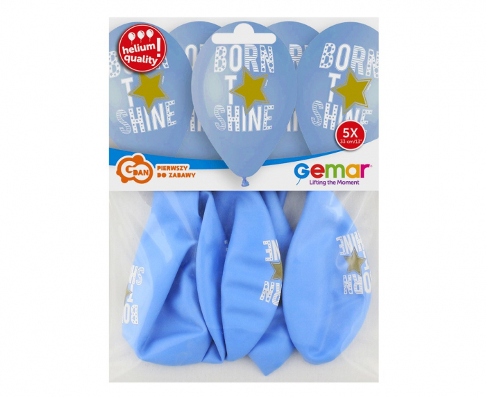 GOD BALOANE Premium helium balloons Born to Shine (blue), 33cm, 5/set GS120/1002B [3]