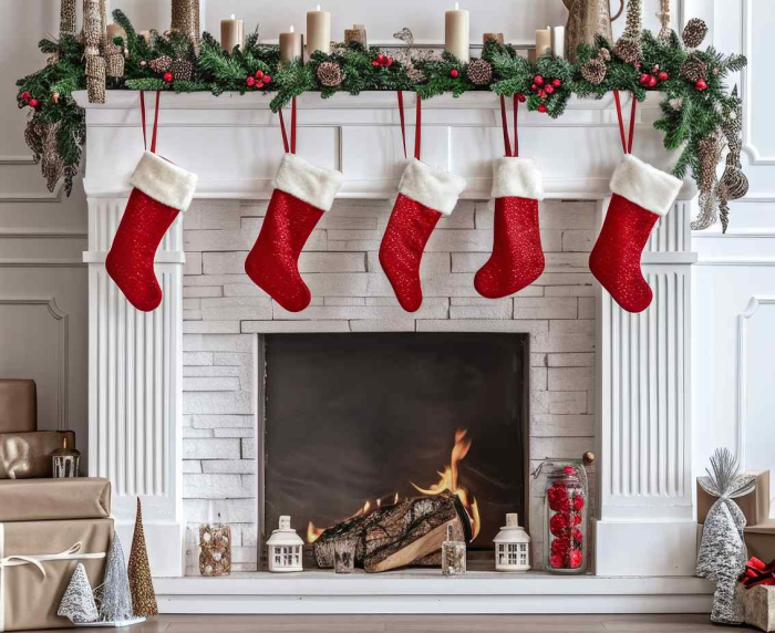 DECORATIUNE CRACIUN SOSETA Santa Christmas sock sparkling, red, 27X44cm NW-SKBR [2]