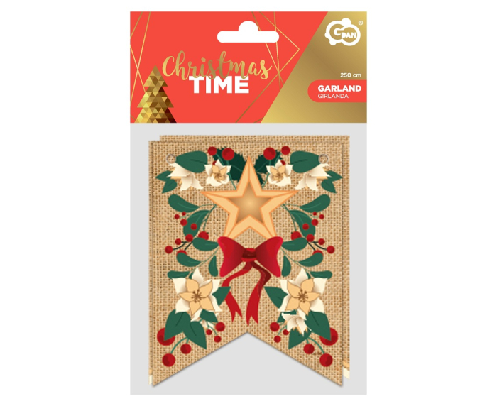 GHIRLANDA DIN HARTIE Merry Christmas, leaves, 250cm PF-GMCG [2]