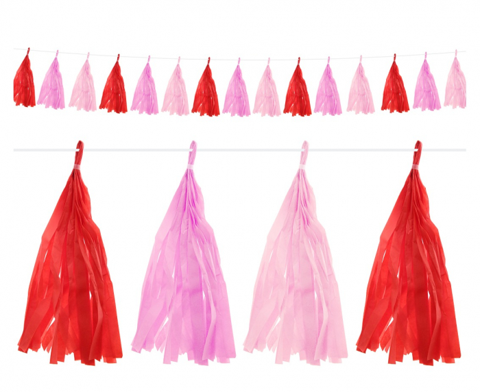 GOD GHIRLANDA DIN HARTIE Tinsel paper garland, red-pink, 250cm PF-GPFC [1]
