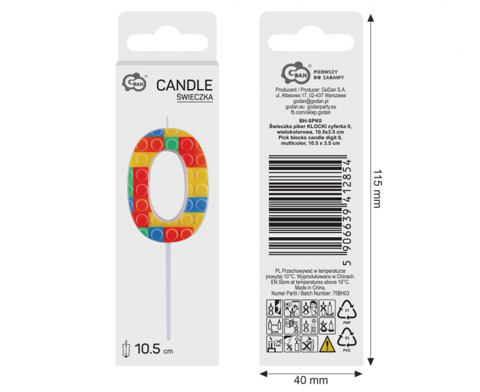 GOD LUMANARE TORT Number 0, blocks, multicolor BH-SPK0 [3]