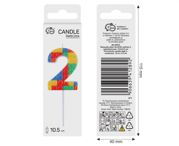 GOD LUMANARE TORT Number 2, blocks, multicolor BH-SPK2 [3]