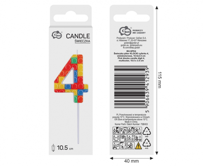 GOD LUMANARE TORT Number 4, blocks, multicolor BH-SPK4 [3]