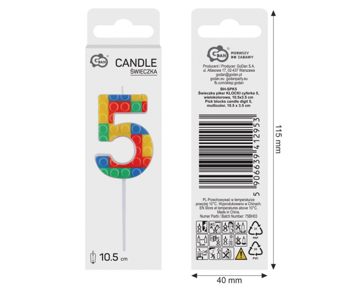 GOD LUMANARE TORT Number 5, blocks, multicolor BH-SPK5 [3]