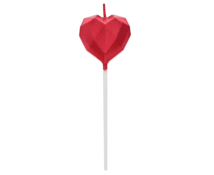 GOD LUMANARI TORT Pick candle Diamond Heart, red, 10.5*3.5cm BH-SSDC [1]
