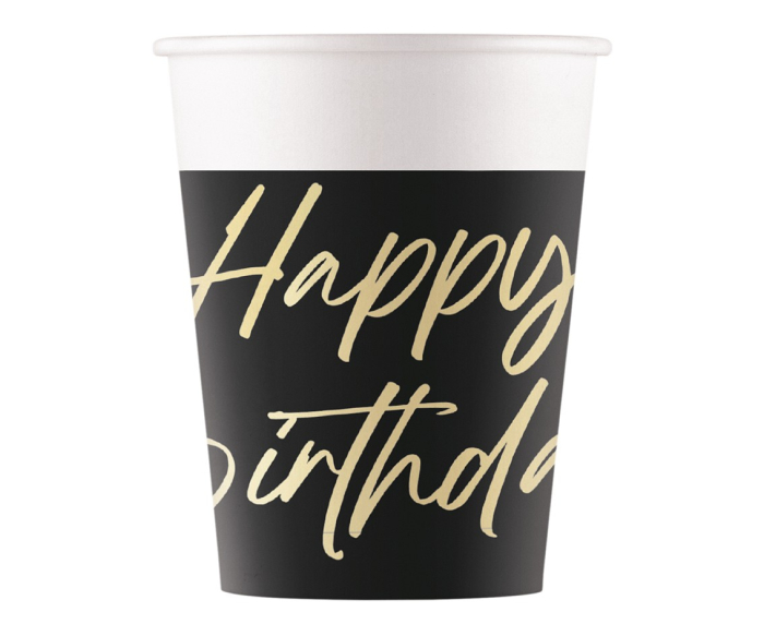 PAHARE CARTON Elegant Happy Birthday, Decorata, FSC, 200ml, 8/set 96614 [1]