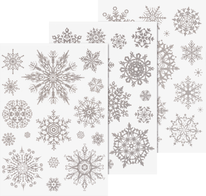 STICKER DECOR FEREASTRA CRISTALE GHEATA 3 COLI/SET GLITTER ARGINTIU 3584467 [1]