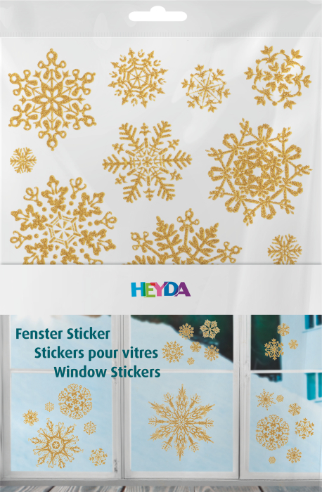 STICKER DECOR FEREASTRA CRISTALE GHEATA 3 COLI/SET GLITTER AURIU 3584466 [2]