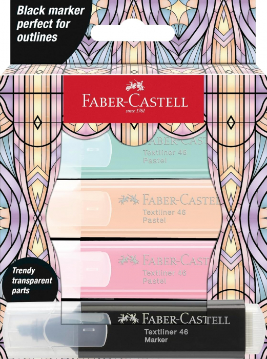 LEC TEXTMARKER FABER-CASTELL 4/SET PASTEL EDITIE SPECIALA GLASSY FC254694 [1]