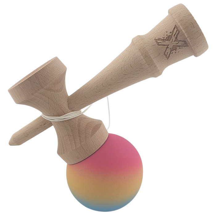 JOC LEMN KENDAMA 18CM RUBBER GRIP ALBASTRU/GALBEN/ROZ J1896/161608 [1]