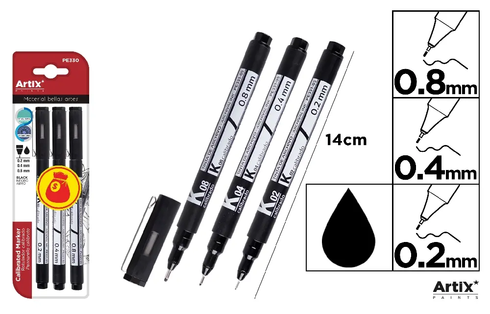 LINER IPB 3/SET 0.2MM - 0.4MM - 0.8MM NEGRU PE330 [1]