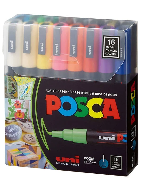 MARKER UNI POSCA 0.9-1.3MM 16 CULORI /SET M1482 [1]