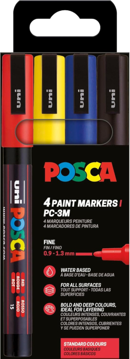 MARKER UNI POSCA PC -3M 0.9-1.3 MM 4/SET R,G,AL,N M1505 [2]