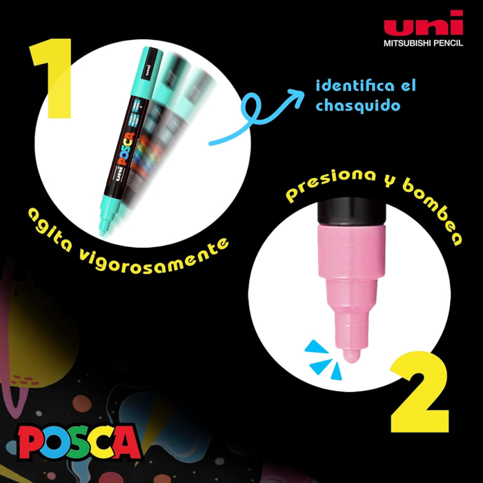 MARKER UNI POSCA PC-5M 1.8-2.5 MM 8 CULORI/SET CULORI PASTEL M1487 [8]