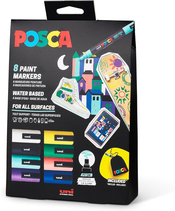 MARKER UNI POSCA PC-5M 1.8-2.5 MM 8 CULORI/SET CUTIE CARTON  M1558 [1]
