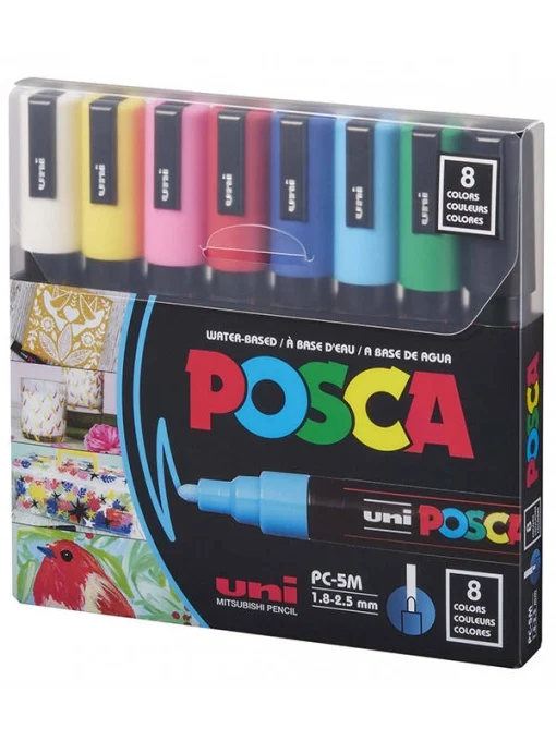 MARKER UNI POSCA PC-5M 1.8-2.5MM 8 CULORI/SET M1486 [1]