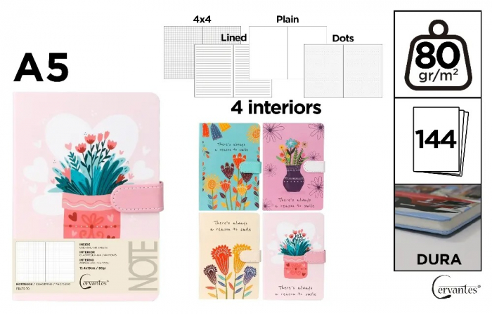 NOTES IPB A5 144 FILE FANTASY VAZA CU FLORI CLAPA MAGNETICA PB475-70 [1]