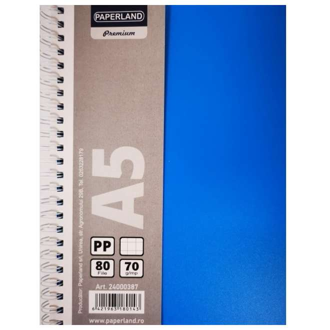 PA CAIET A5 80F PATRATELE COPERTA PLASTIC SPIRA DUBLA 24000387 [3]