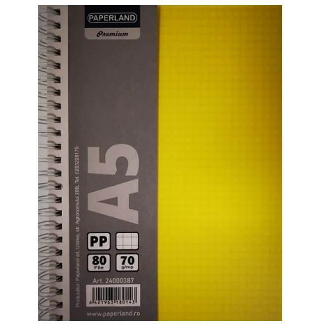 PA CAIET A5 80F PATRATELE COPERTA PLASTIC SPIRA DUBLA 24000387 [1]