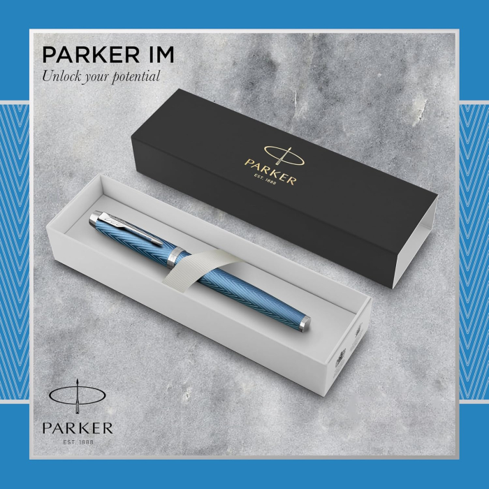 PARKER STILOU IM PREMIUM ALBASTRU-ARGINTIU PENITA F 160424 [2]